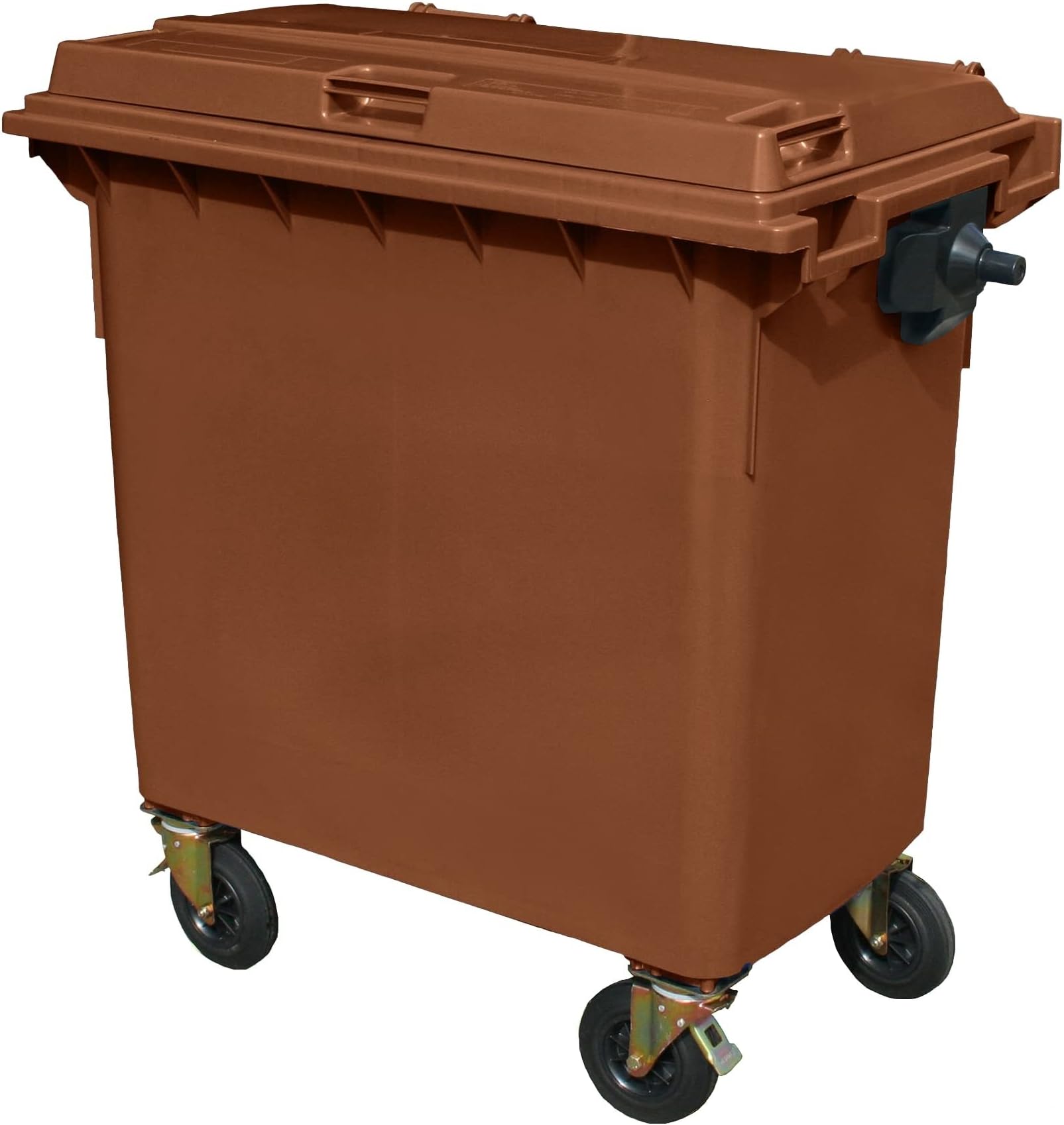 BritishBins Brown 770 ltr Wheelie Bin - Mid Size 4-Wheel Wheelie Bin - Tough & Durable - For All Your Outdoor Rubbish & Recycling - EN840 Certified & Tested