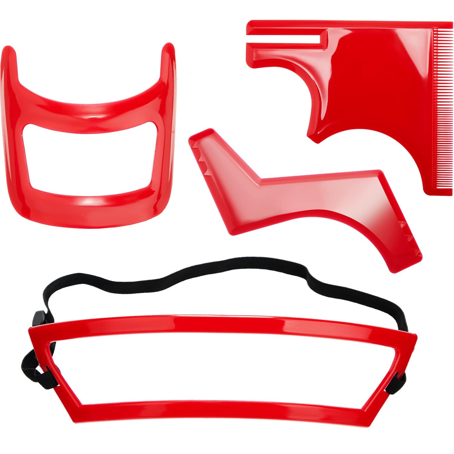 KASTWAVE Beard Shaping and Haircut Tool Kit, Beard Shaping Tool, Neckline Template Guide, Hairline Template Stencil, Mustache Edge Shaving Template for Men Hair Styling Beard Trimming Tool 4 Pieces