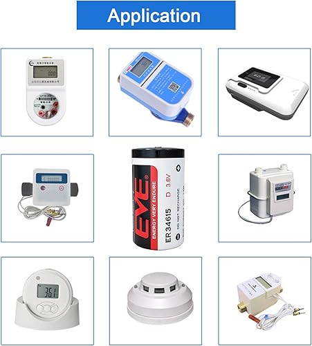 Miniatura 4 de POWCAMAH ER34615 - Batería de litio de 3,6 V, tamaño D, 19000 mAh, Li-SOCL2, no recargable