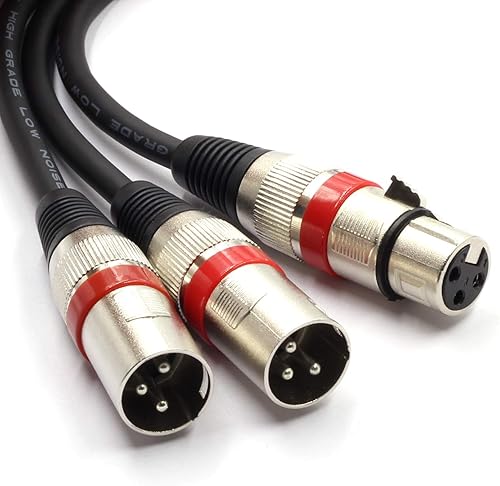 Miniatura 9 de SiYear Cable de conexión de micrófono equilibrado de 15 pies - XLR macho a doble XLR hembra cable divisor de 3 pines adaptador de audio XLR-M a dos