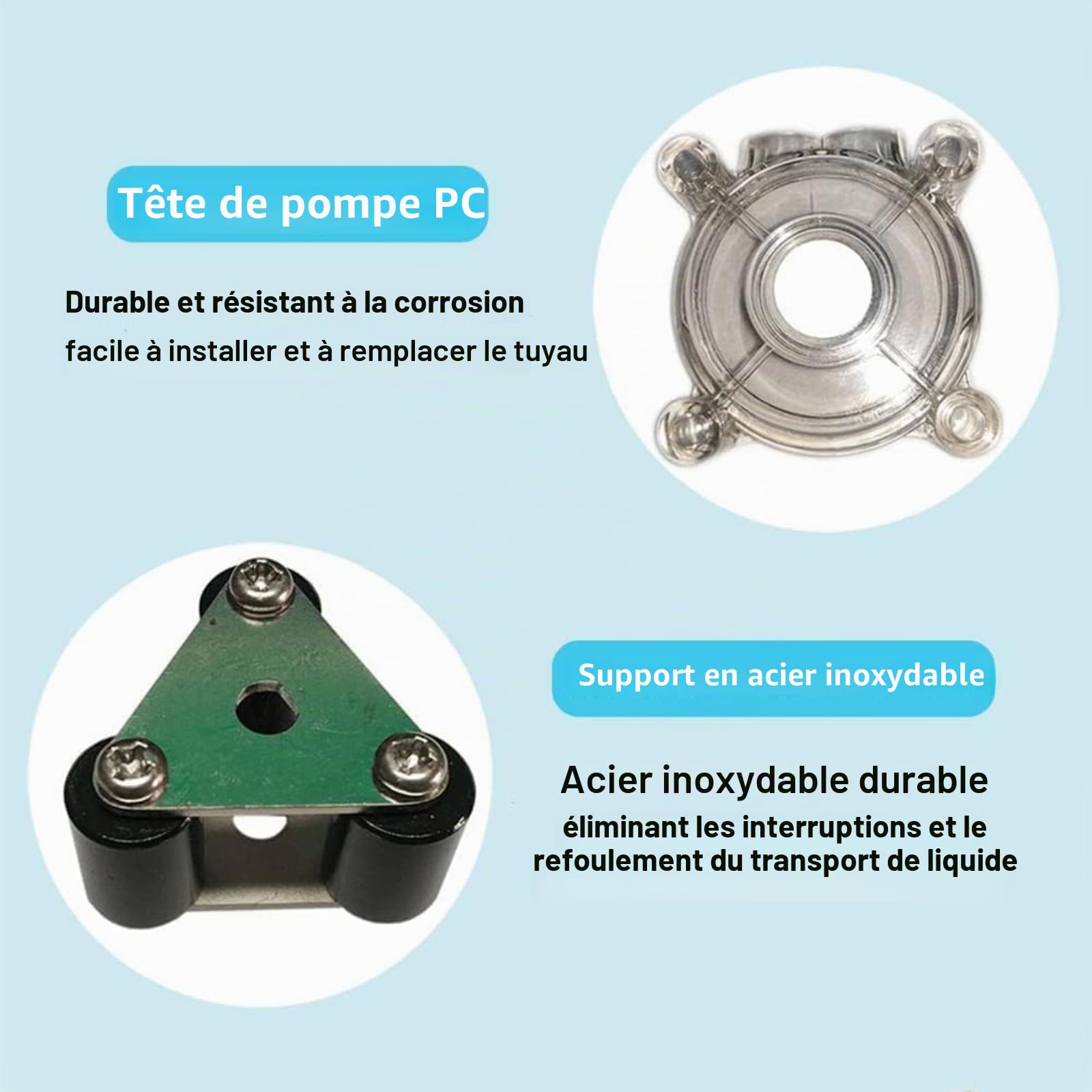 Pompe Liquide Péristaltique G928, Pompe Péristaltique Trois Rouleaux | Grand Débit 500ml/min, Tube Silicone Alimentaire, 3 Rouleaux en Acier Inoxydable 304, pour Aquarium et Laboratoire