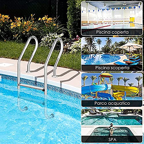 Escalera de acero inoxidable para piscina con 2 peldaños miniatura 5