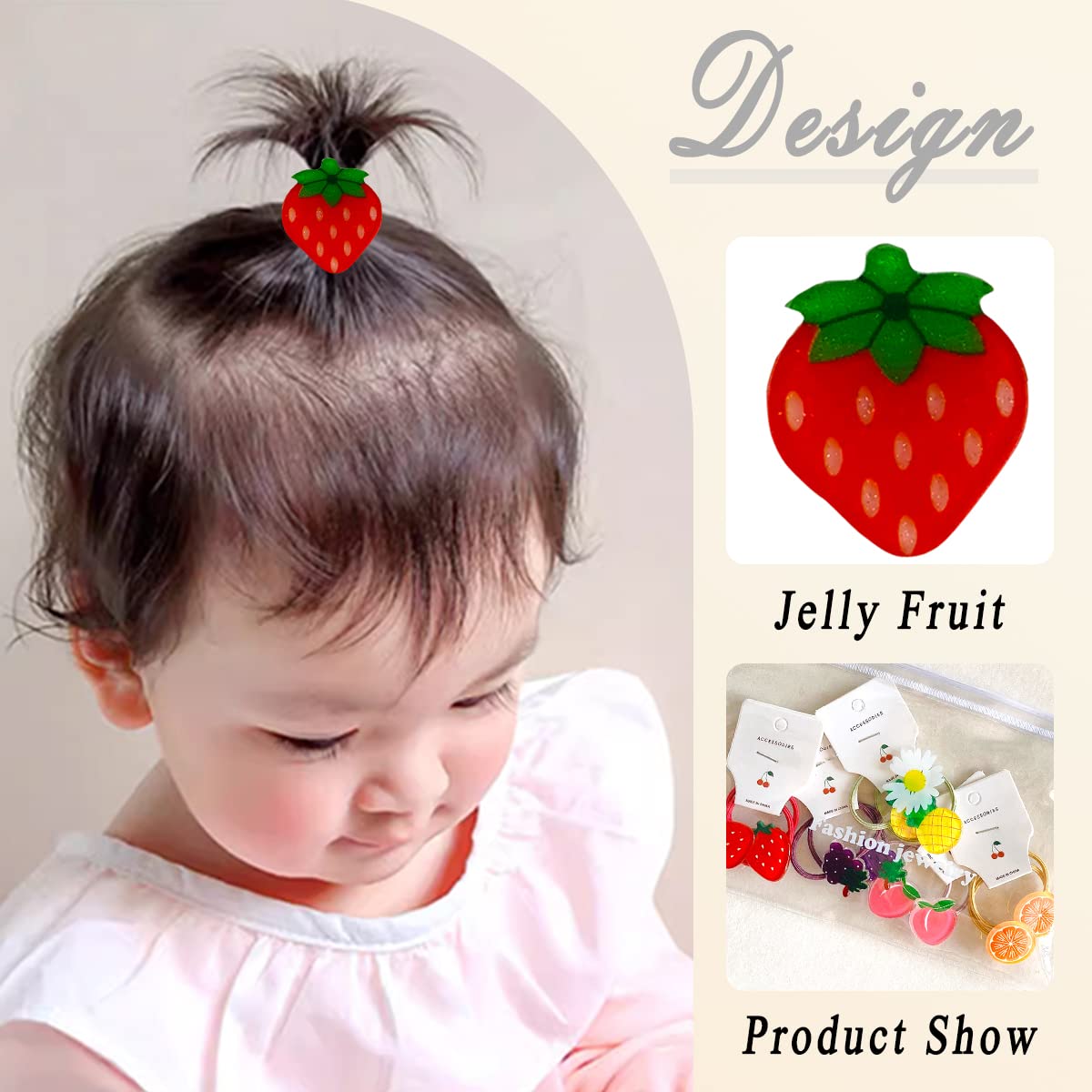 Amazon.com : Hair Ties Elastics Cartoon Fruit Soft Rubber  display picture 2