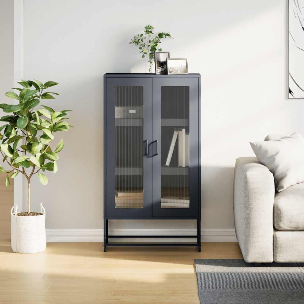 Antracytowa szafka Highboard, 68 x 39 x 123 cm, stal walcowana na zimno, z 6 półkami i 2 drzwiami, idealna do sypialni, salonu, biura, wszechstronne miejsce do przechowywania