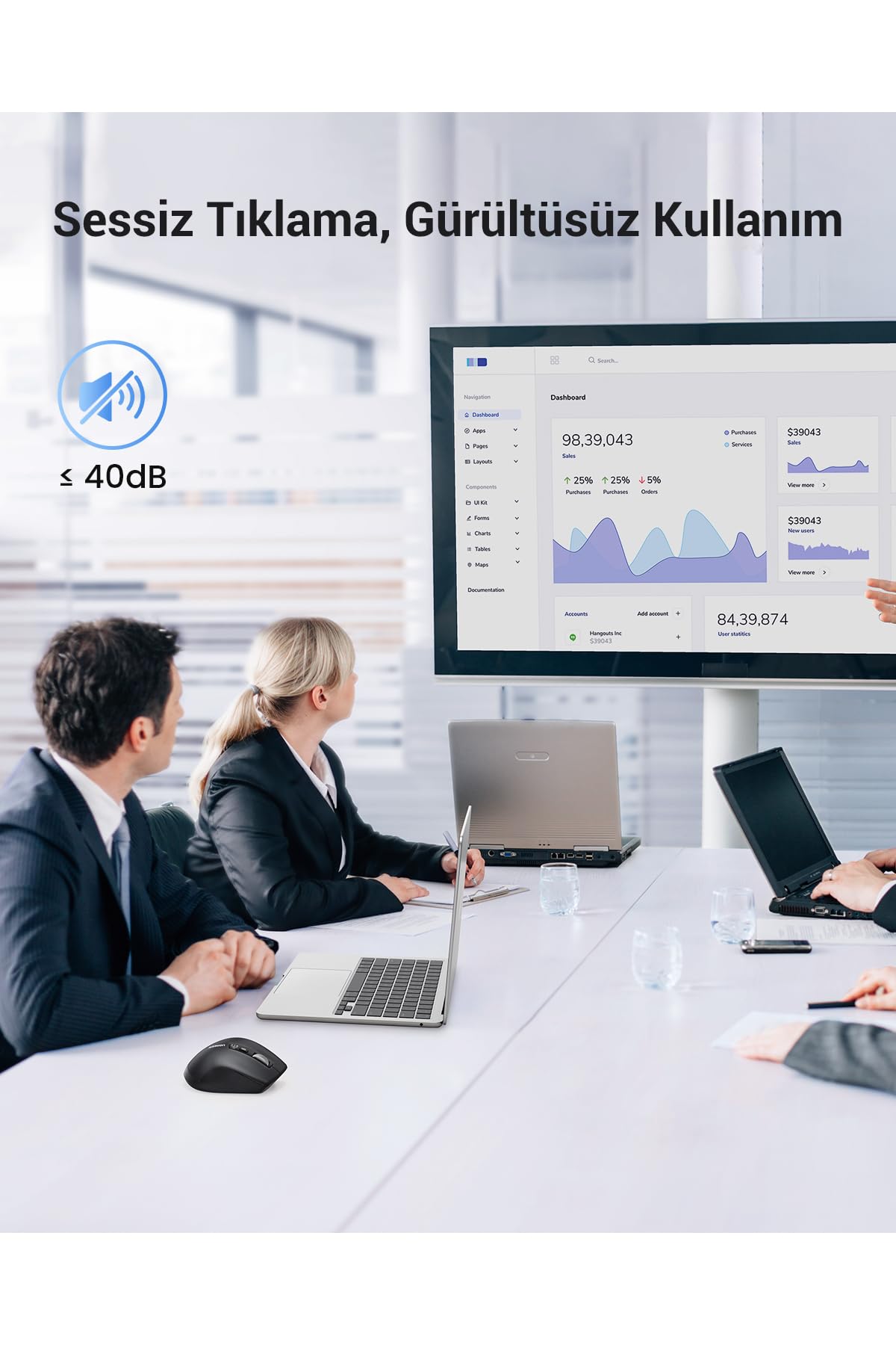 Mysz bezprzewodowa UGREEN 2,4 GHz z Bluetooth z ultraszybkim przewijaniem, ergonomiczna mysz z cichym kliknięciem, zasięg 10 m, kompatybilna z systemami Windows, Linux, macOS, Android i innymi