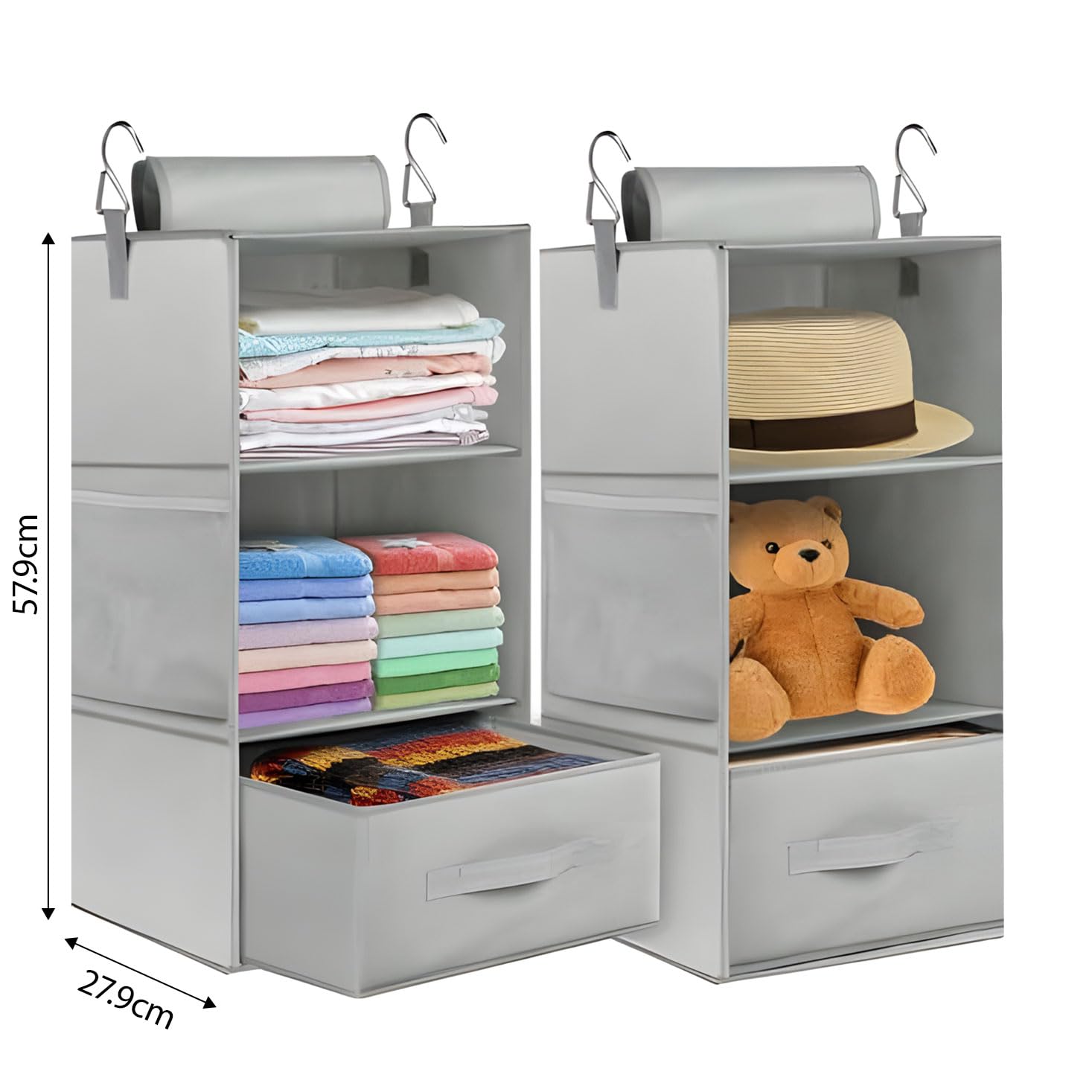 2 Hängeschrank Aufbewahrungstaschen mit sichtbaren Stofftaschen für Socken, Unterwäsche und Accessoires Robuste Oxford Konstruktion, faltbares Design, Hängeregale für den Kleiderschrank
