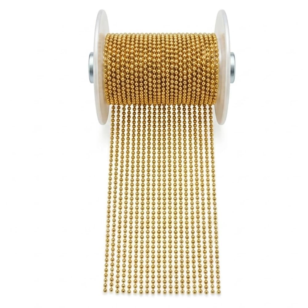 Radhe Fashion Crystal 2Mm Bead Ball Chain For Jewellery Making For Craft For Christmas Tree Decoration (Gold-10 Meter)-image-30