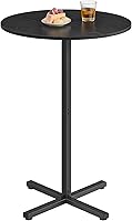 VASAGLE ULBT361B01V1 Round Pub Table, 23.6" High Top Cocktail Bar Table with Cross Base, Stable Metal Frame for Small Spaces, Ebony Black