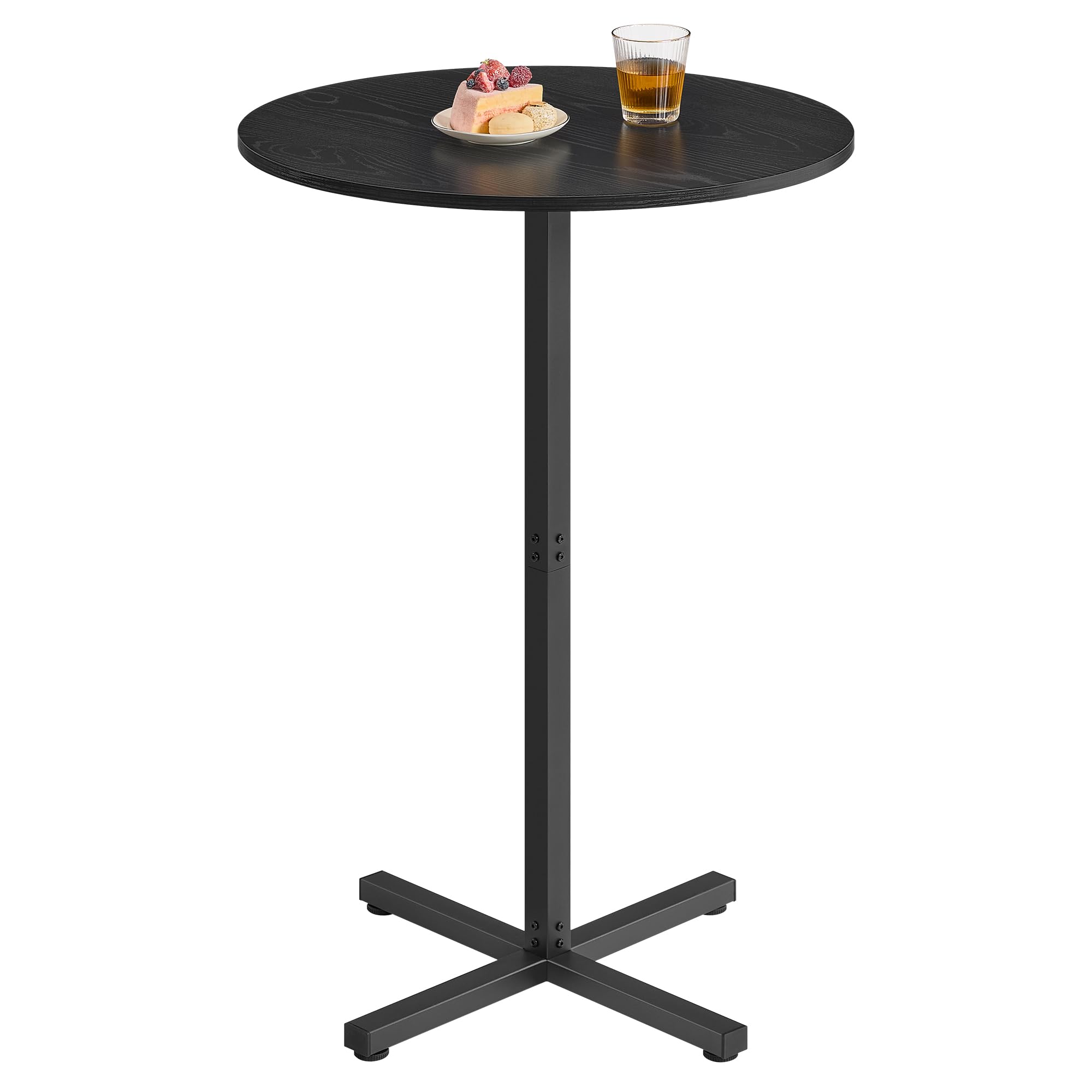 VASAGLE ebony black round high-top cocktail table with cross base