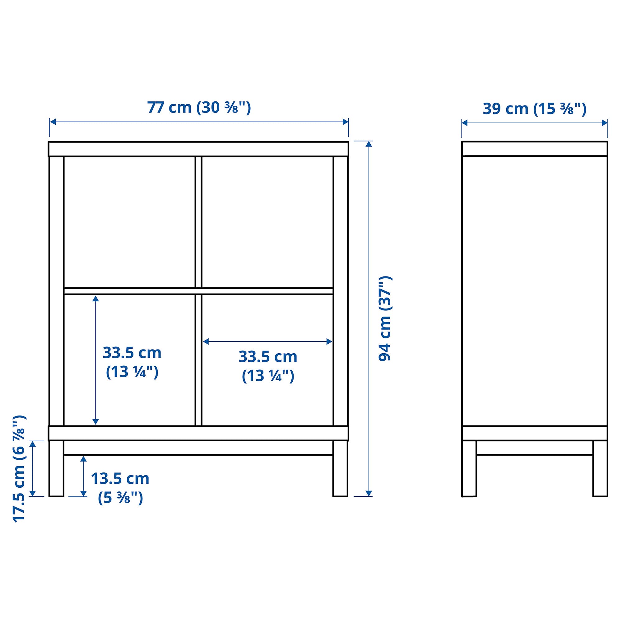 IKEA KALLAX - Estantería con bastidor, 77 x 94 cm, efecto roble tintado, color blanco y negro