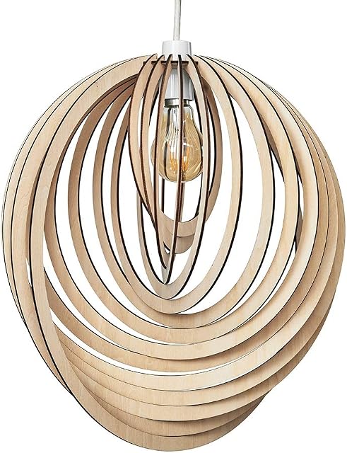 Modern Droplet Shaped Wooden Spiral Design Self Assembly Ceiling Pendant Light Shade