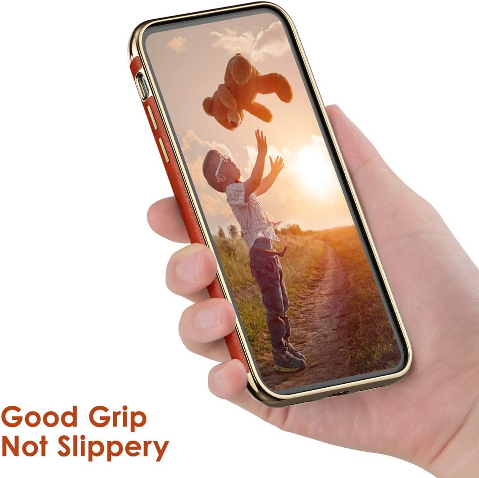 LOHASIC for iPhone Xs Max Case, Slim Luxury Leather Cover Flexible Soft Non-Slip Drop Proof Bumper Anti-Scratch Protective Phone Cases Compatible with iPhone Xs Max (2018) 6.5"- Light Brown