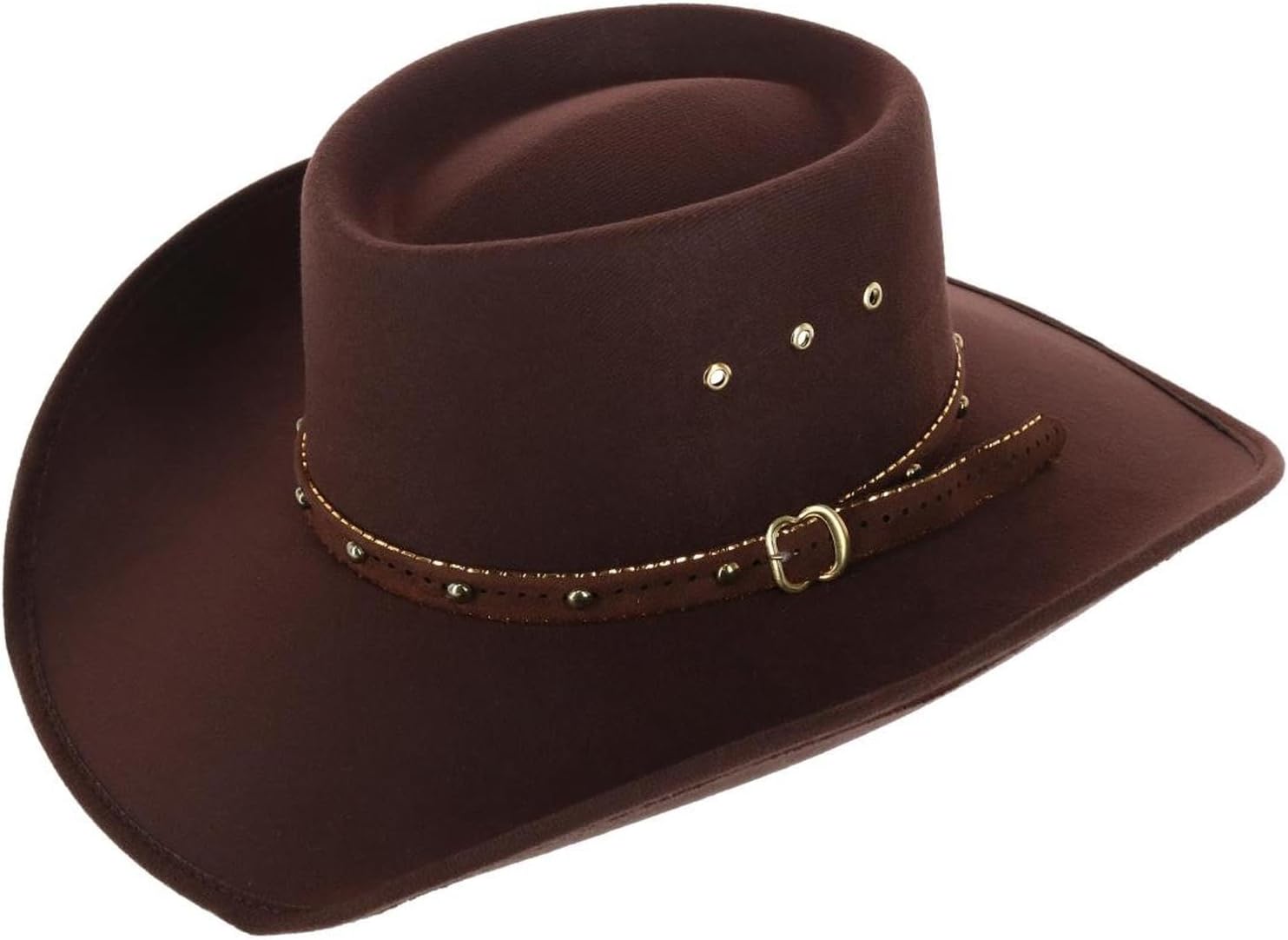 CTM Men's Felt Western Gambler Hat with Studded Hatband