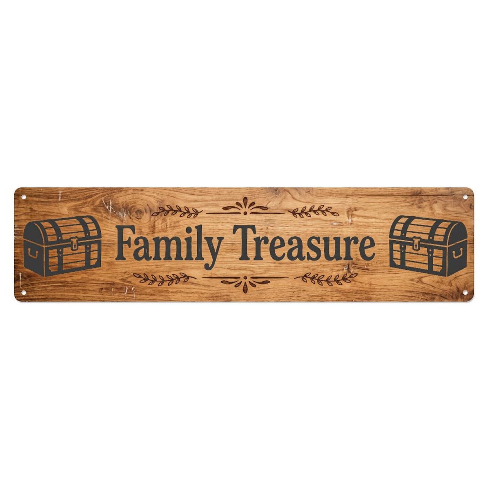 Family Treasure Precious Gift Metal Tin Skinny Sign Plaque Wall Decor for Cafe, Club Bar, Office, Home Garden Metal Poster 4x16Inch