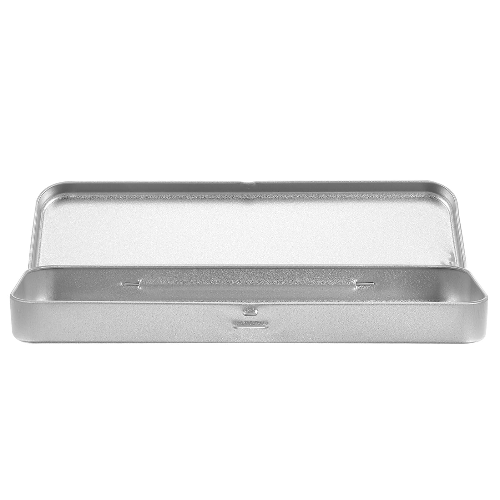 Healvian Astuccio Metallico Portapenne Rettangolare Argento, Monostrato | Festa Scuola Decor, Contenitore Rettangolare in Metallo, Scattola per Matite