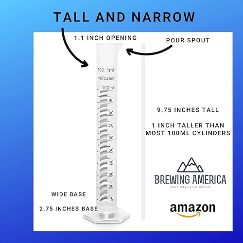 Miniatura 2 de Brewing America Vaso cilíndrico graduado de plástico de 3.4 fl oz  Frasco de tubo de ensayo de medición científica de 3.4 fl oz, marcado de 2 caras,