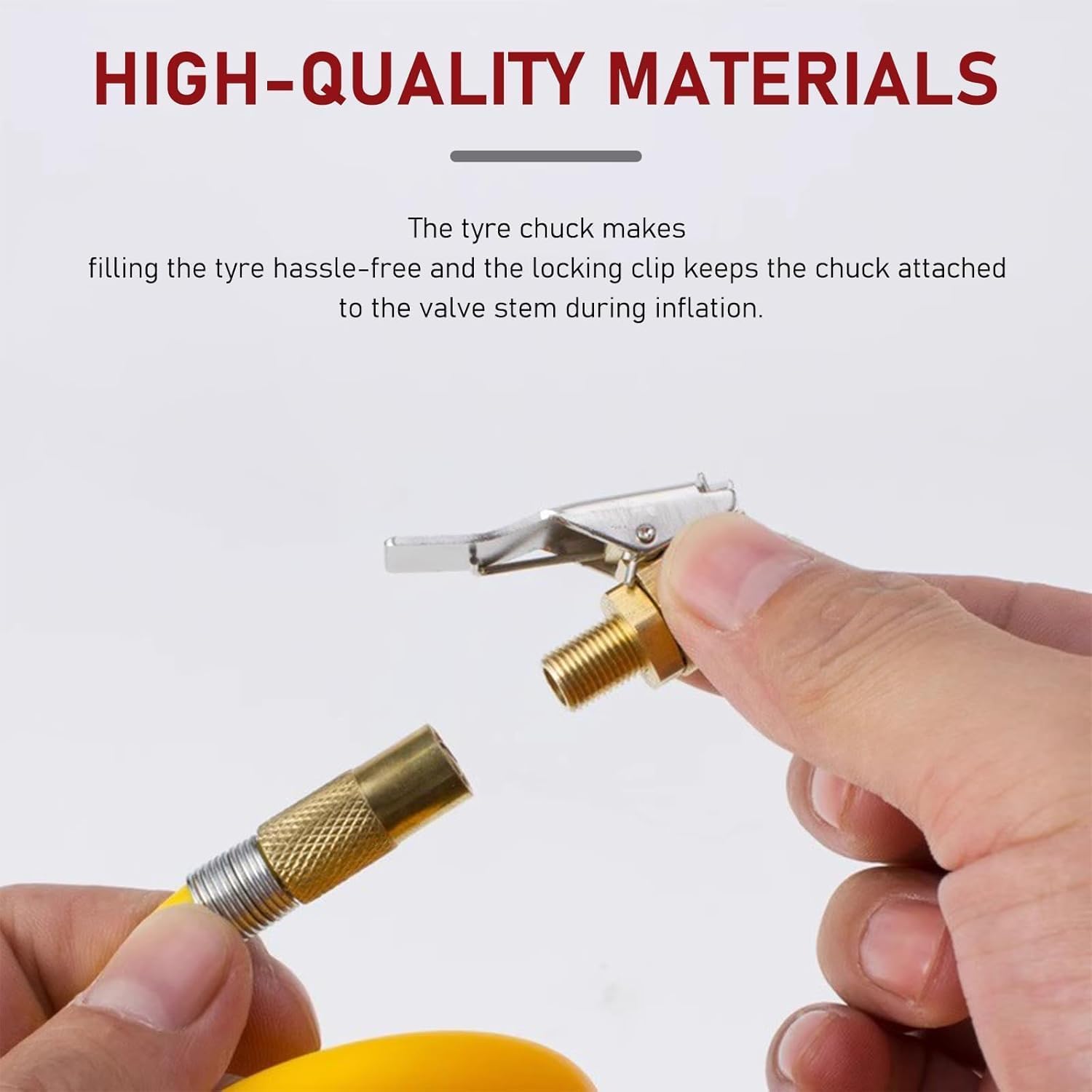 2 PCS Tyre Inflator Adaptor,Brass Tyre Tire Air Chucks,Tyre Air Chuck Adapter,8mm Clamp Connector,Tire Airs Chuck with Clip Adapter,Tyre Inflator Connector for Bike,Motorcycle,Car,Truck (2 PCS,8mm) - 4