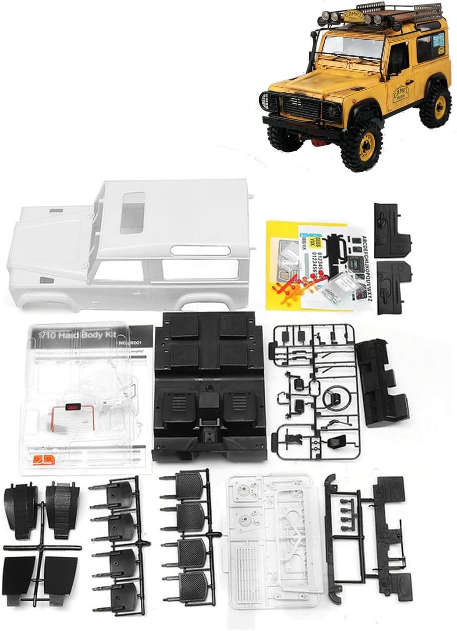 1/10 RC Defender D90 Hard Plastic Body Shell Kit with Interior Accessories for RC4WD Rock Crawler