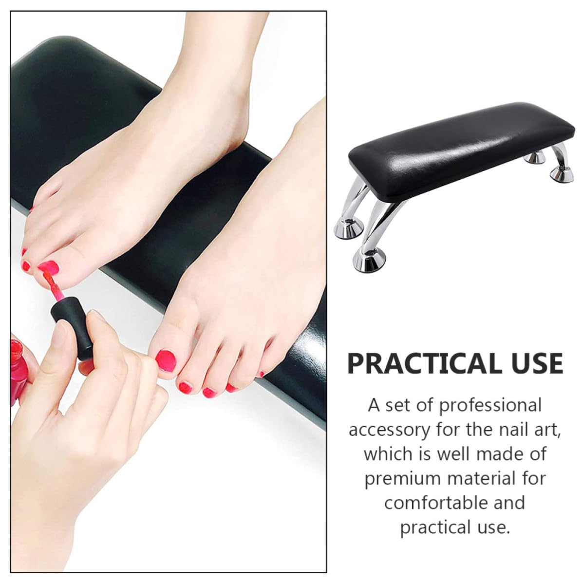 Cuscino Poggiamani Accessorio Pratico per Manicure Nero in Microfibra che Protegge Piano da Polvere per Unghie per Uso Personale Art