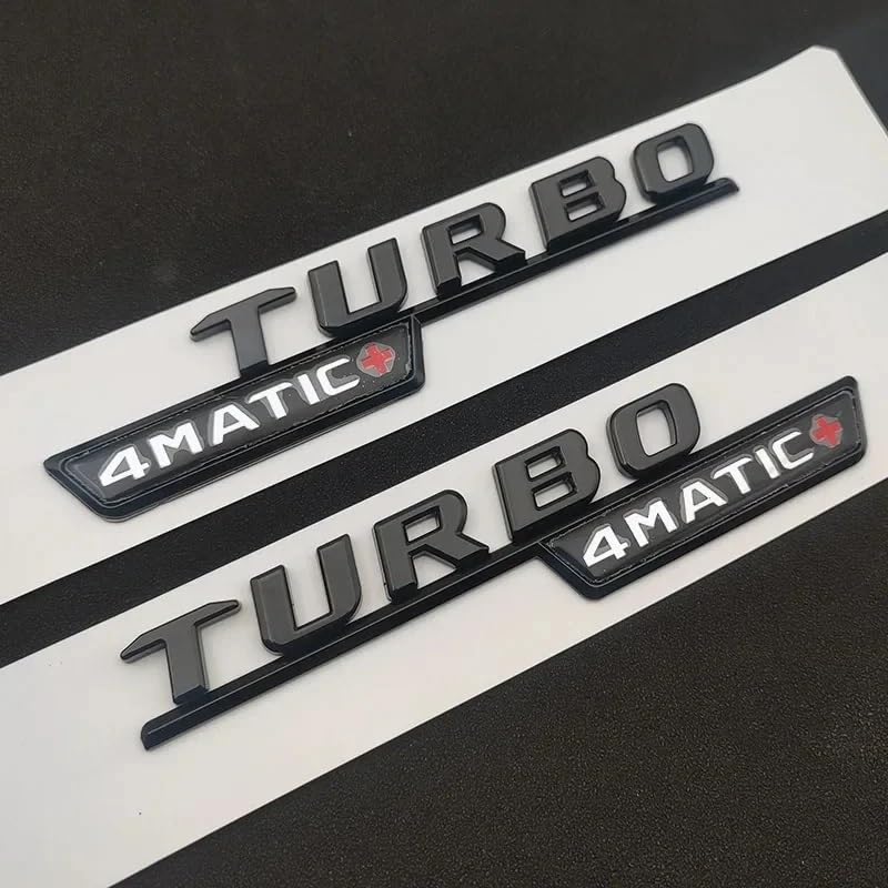 ABS Cromado Apto for Mercedes A 35 45 AMG W177 W176 A35 A45 A45S Turbo 4MATIC Letras del Maletero del Coche Emblema Insignia Pegatinas Accesorios(Black Turbo P)