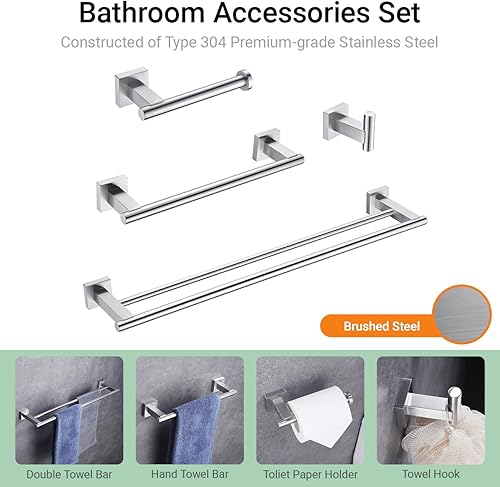 Miniatura 3 de Hoooh - Toallero de baño de acero inoxidable para baño, cocina, montaje en pared