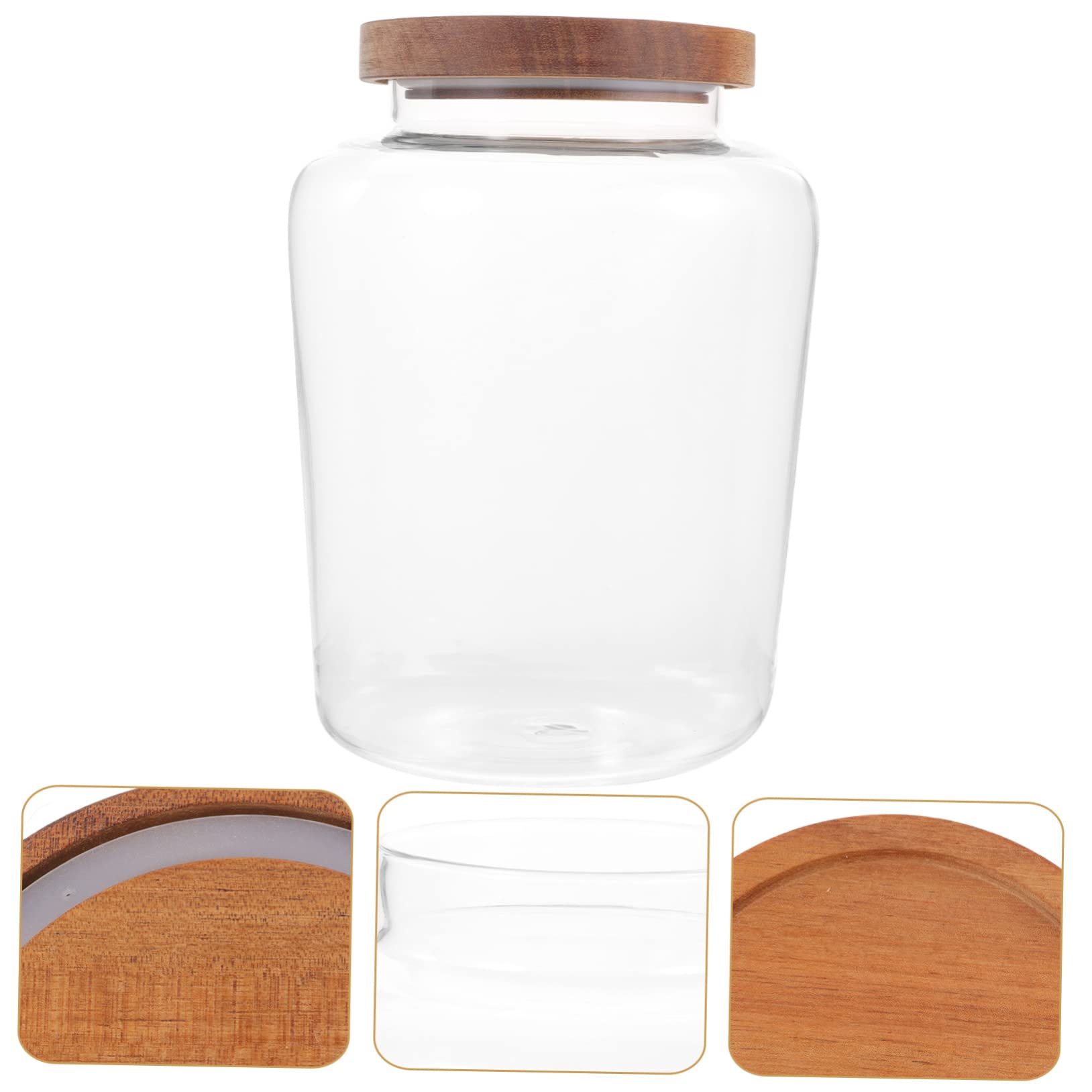 COLLBATH Tarro para Almacenar Alimentos de Vidrio 1, 5l Tapa de Madera