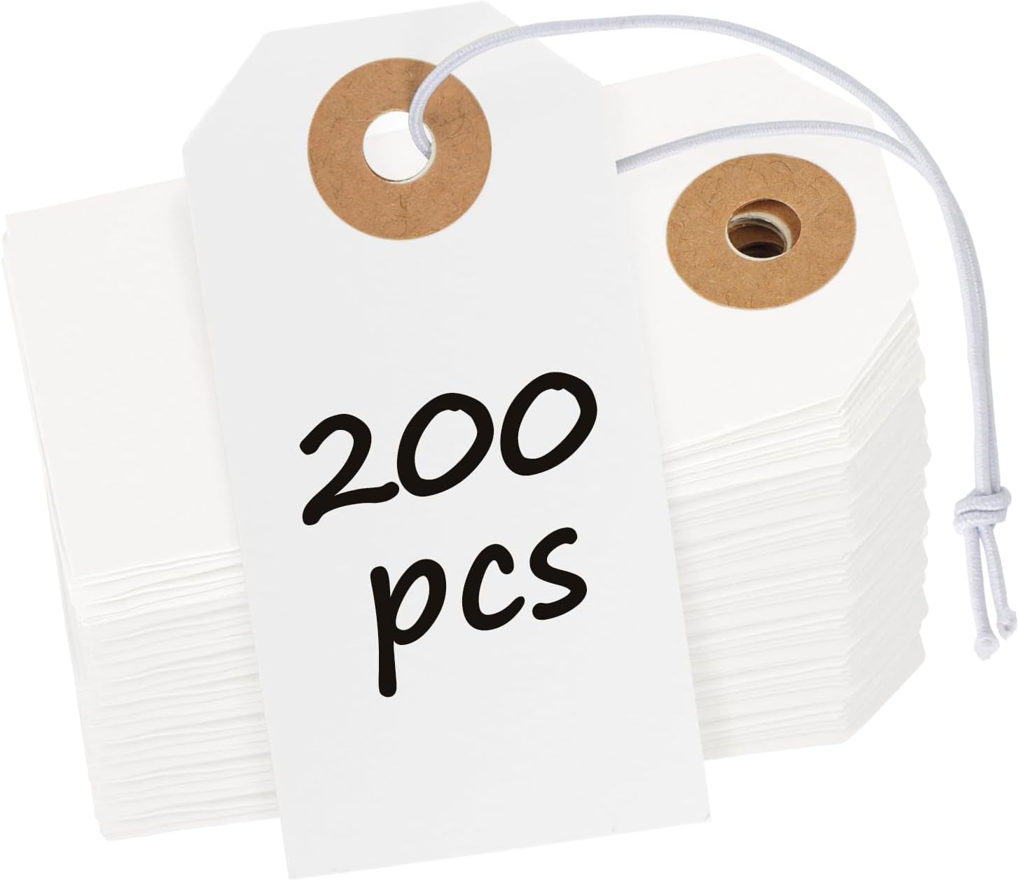 White Blank Shipping Tags with Elastic String Attached Cardsto
