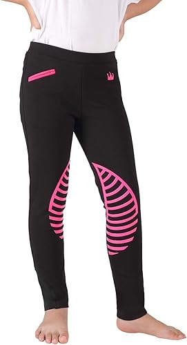 Miniatura 4 de HR Farm Child's Knee Patch - Pantalones de silicona para montar a caballo con bolsillo con cremallera, tiro bajo