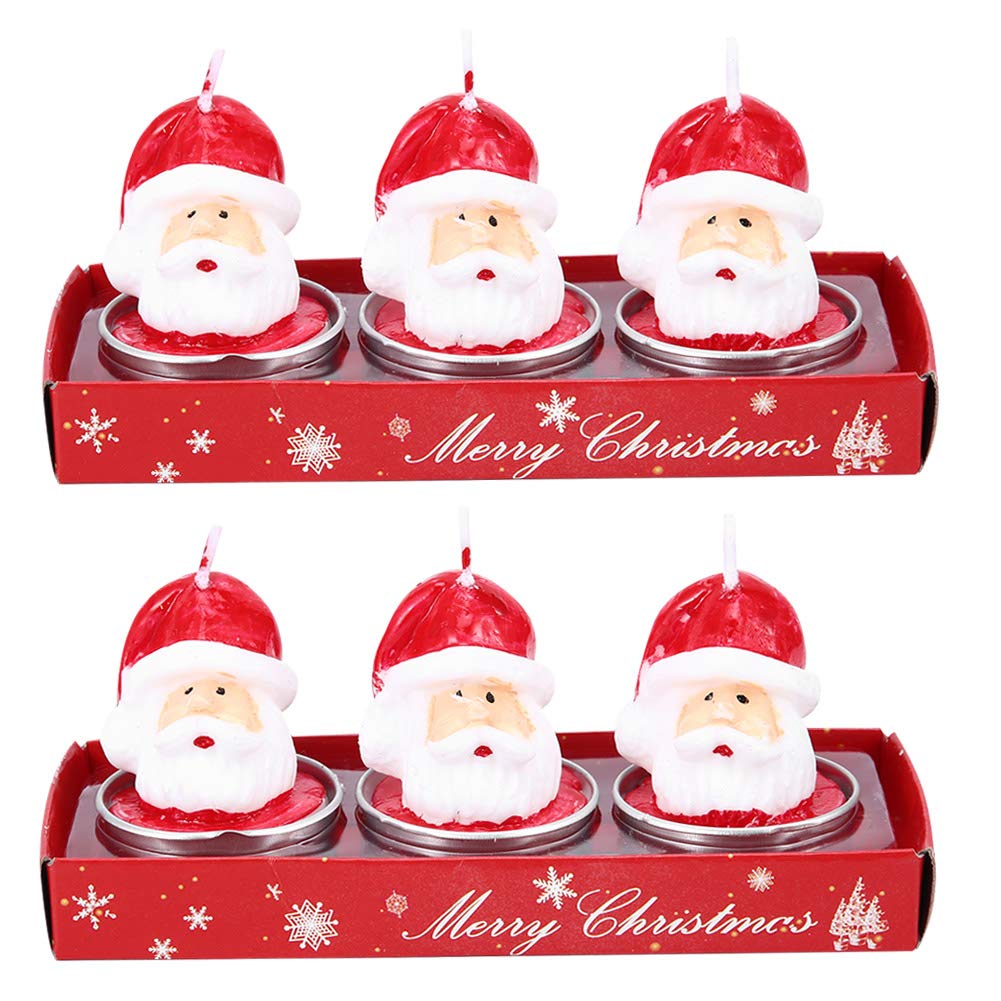 Restokki 2 Box Santa Claus Head Shaped Candle Decorative Tealight Room Table Party Ornament Christmas Decoration