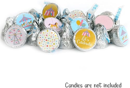 Miniatura 3 de Etiquetas de carrusel para chocolates Hershey Kisses - Calcomanías para fiesta de cumpleaños y baby shower, juego de 240 unidades
