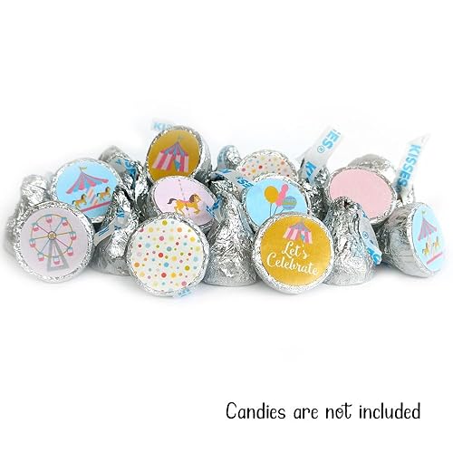 Miniatura 3 de Carousel Label for Hershey Kisses Chocolates by Adore By Nat - Birthday Baby Shower Party Stickers - Set of 240