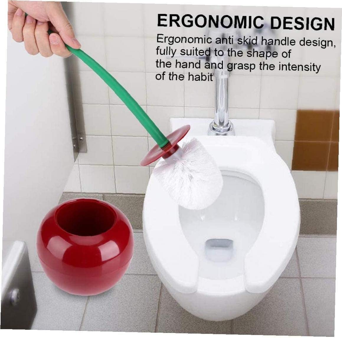 Cherry Shape Toilet Brush And Holder - Creative Fruit Design Bathroom Cleaning Tool - View #2