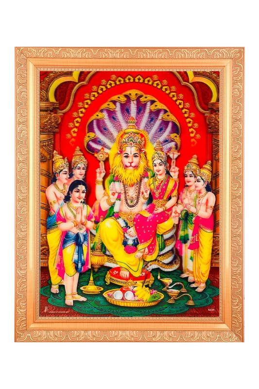 Cadre photo Narasimha Lakshmi 5D BM TRADERS grand format 35x45 cm doré