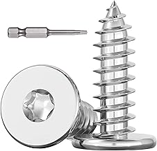 Dayalo Pack of 100 Wood Screws Torx M3 x 16 mm, Flat Head Screws Wood, Stainless Steel A2 V2A, Self-Tapping Torx Screws, Full Thread, with Screwdriver Bit, for Wood Connections