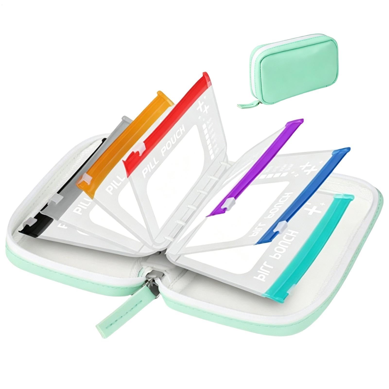 Pochettes à pilules en silicone avec 14 compartiments et code couleur pour la maison - 8