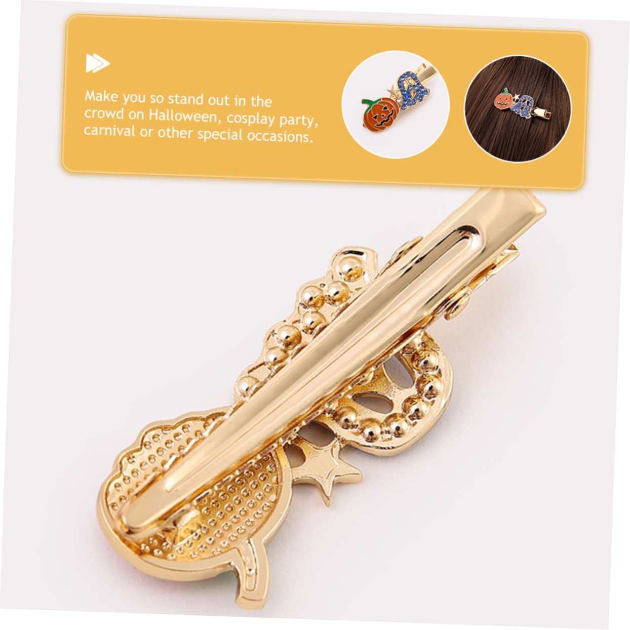 FRCOLOR 4 Sets Einzigartige Halloween-haar-accessoires Gothic Kürbis-haarspangen Geister- Strass Haarspangen Top-clip für Das Haar Modisch und 2 Stück * 4