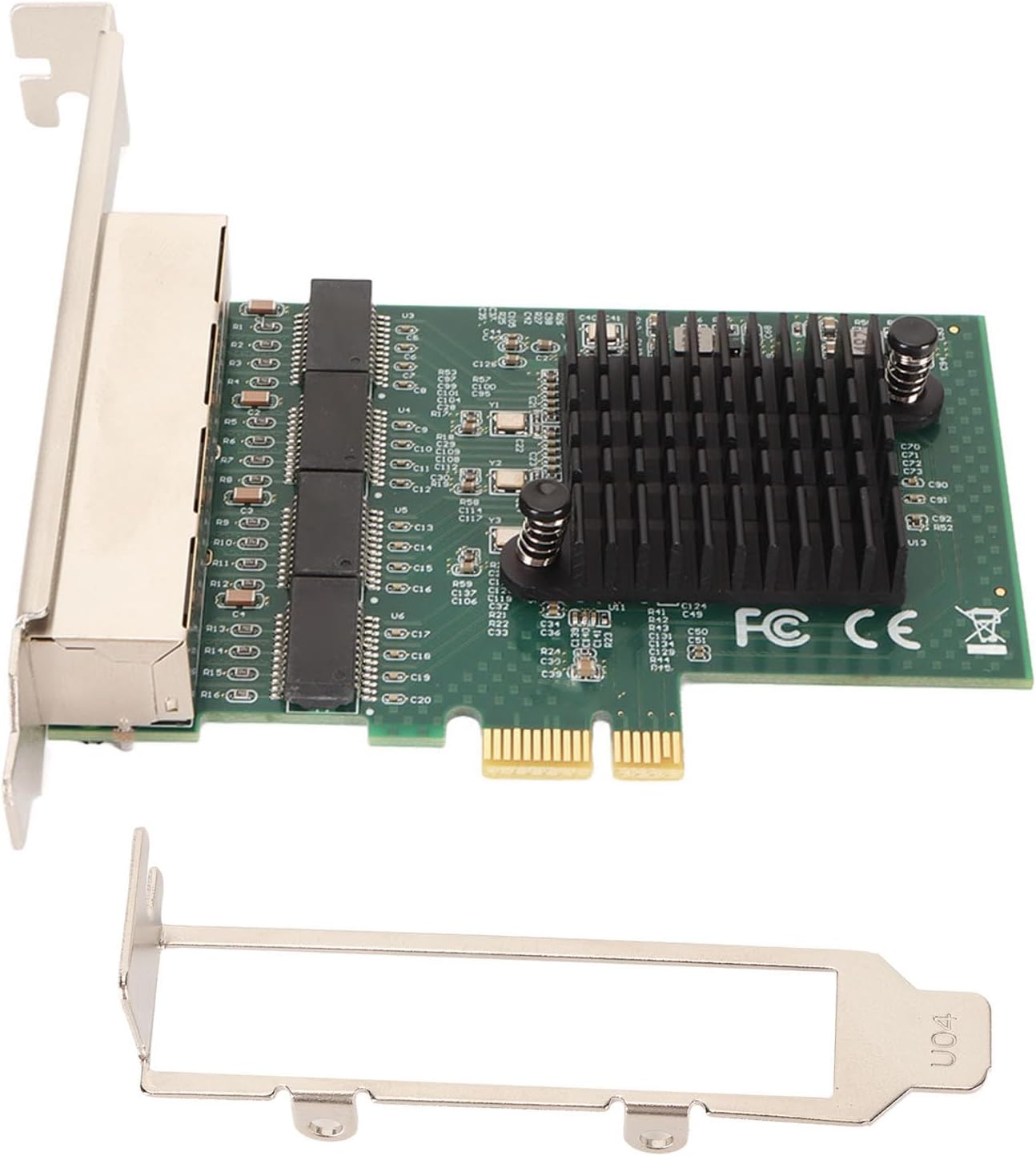 NA8111 T4 4-Port Gigabit Ethernet PCIe X1 Network Interface Card RTL8111 Chip, Server Network Card for, Stable Connection, Low Power Consumption, Multi System