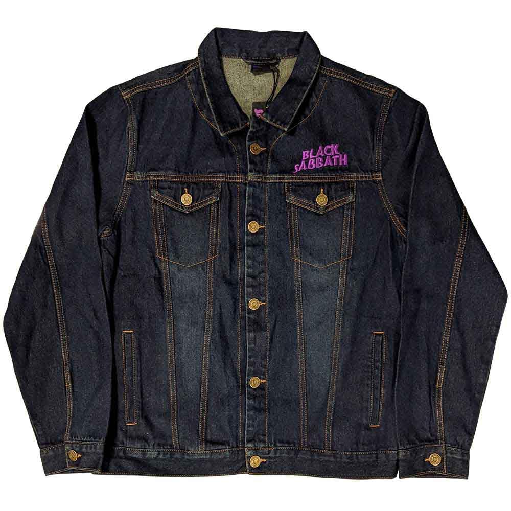 Black Sabbath Denim Veste Classic Wavy Band Logo Nouveau Officiel Unisex Bleu