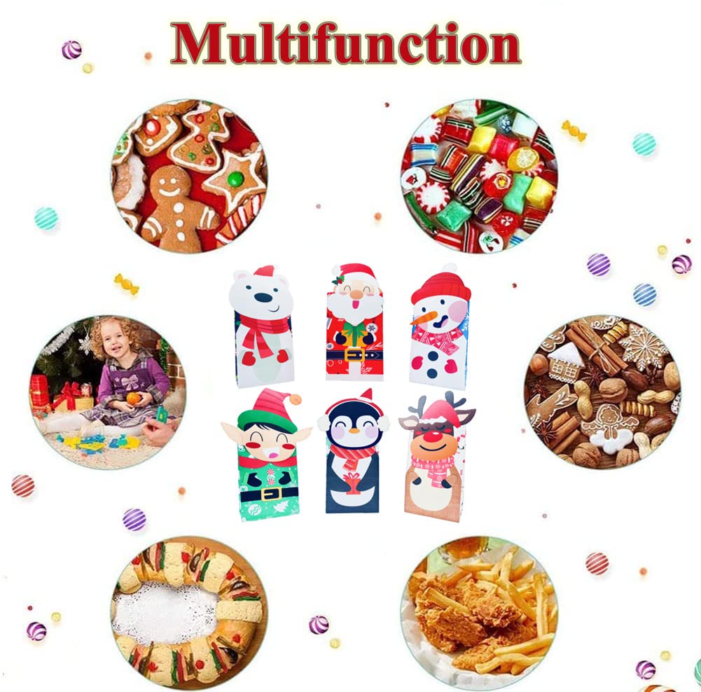 30 Sacs Boite Cadeau Noel En Papier Kraft Boîtes-cadeaux De Fête De Noël Boîtes De Bonbons De Noël 30 Etiquettes Pour Emballage Cadeau Bonbons