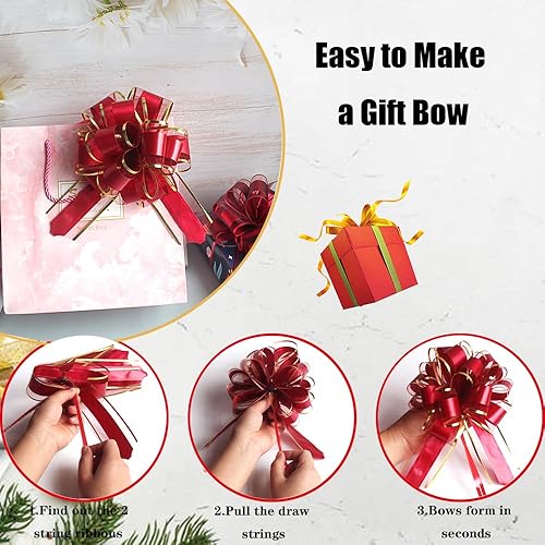 Miniatura 20 de 6 lazos de tracción de 6 pulgadas para regalo, fiesta, cumpleaños, vacaciones, regalos de flores Rosa