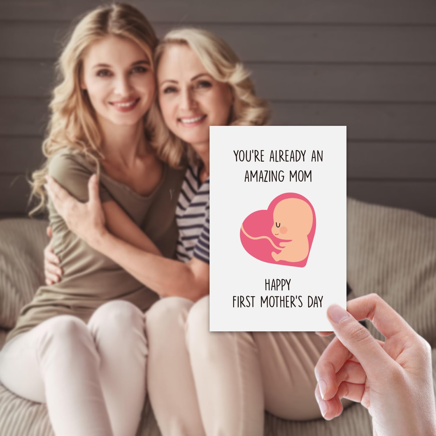 Ithmahco Cute First Mother’s Day Card, Expecting Mothers Day Card, Mothers Day Gift from Pregnant Wife, Happy Mothers Day from the Bump， First Mothers Day Gifts For New Mom Expecting Mom