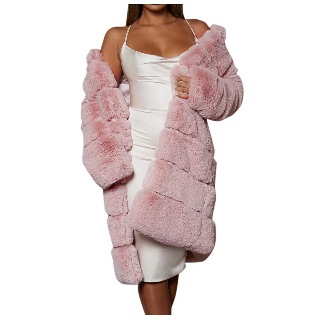 Trench Coat - Giacca invernale da donna, a maniche lunghe, con calda imbottitura, in pelliccia sintetica, alla moda, fuzzy Fluffy, in peluche