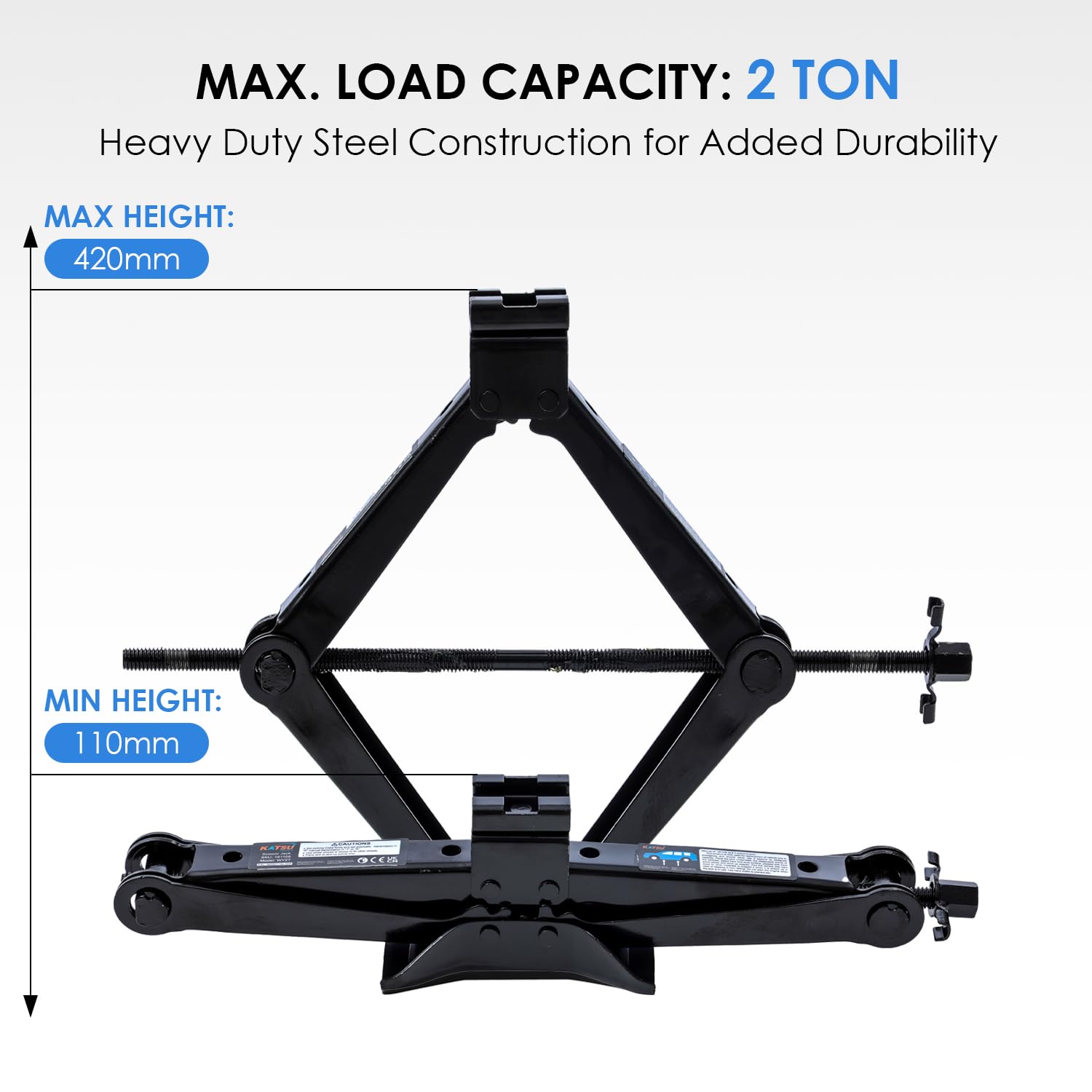 Cric Auto A Forbice YAOBLUESEA - Sollevamento 1.5T, Compatto, Per Cambio Gomme - Adatto Per Auto, SUV, MPV - Foto 8