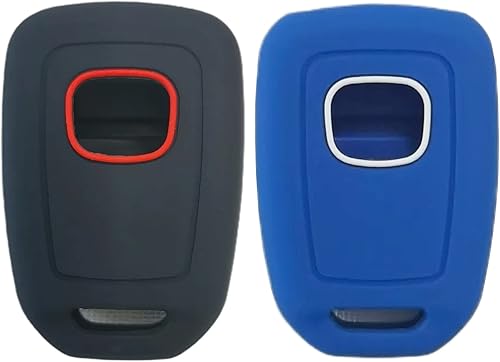Miniatura 2 de Funda de goma de silicona para llavero compatible con Honda Accord CR-V Civic Crosstour Fit (solo compatible con llavero recto) (negro azul)