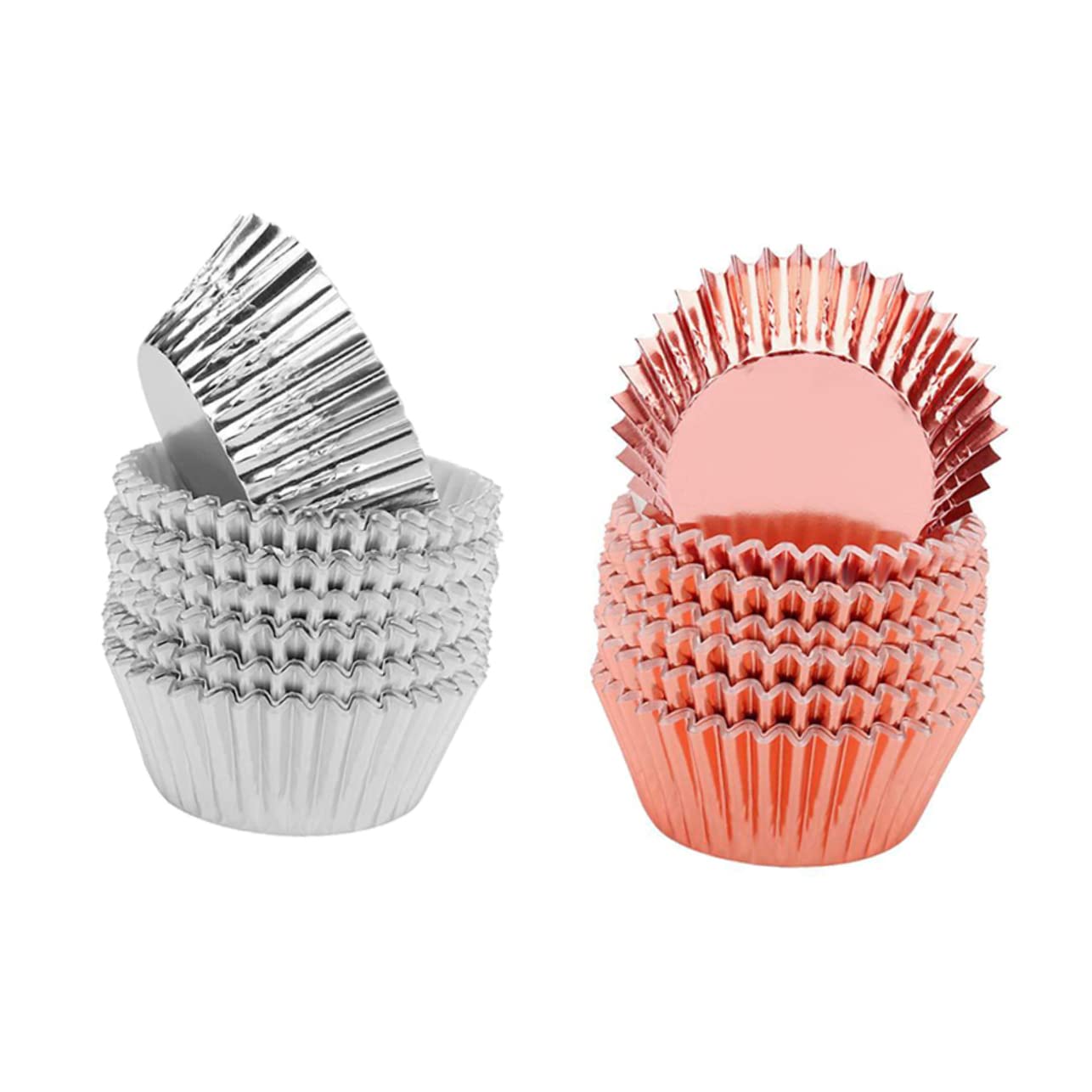 BESTonZON 600pièces Caissettes à Muffins Papier Métallique Épais Rose Pour Gâteaux Et Desserts Pour Fêtes Mariages Et Événements Spéciaux