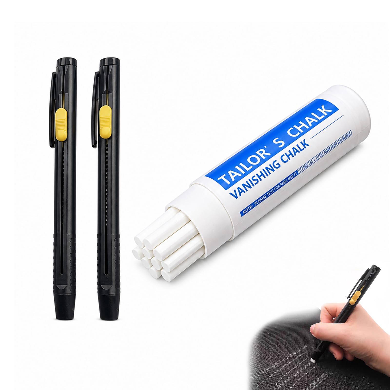 ZIYIE Heat Erasable Fabric Markers – 2 Pens and 20 Refills – Retractable Wax Core Tailors Chalk for Sewing and Quilting – Washable Marking Pens for Cotton and Knitted Fabrics