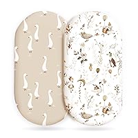 Vista 134 de Juego de 2 sábanas elásticas ultra suaves para moisés, ajuste universal para moisés, cesta de moisés, colchón rectangular ovalado, seguro y cómodo