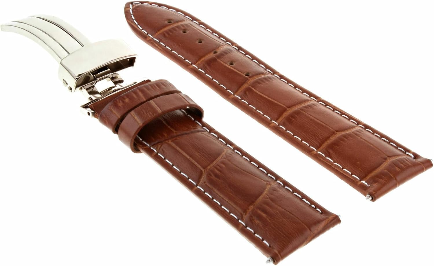 Ewatchparts 17-24mm Leather Watch Band Strap With Deployment Clasp Compatible With Cartier Tank Francaise