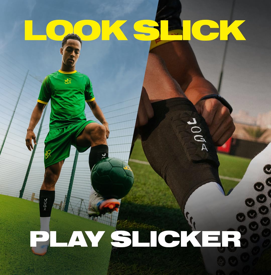 JOGA Parastinchi da calcio, protezione avanzata per giocatori tecnici e alari, design ultra leggero e adattabile, con schiuma resistente agli urti