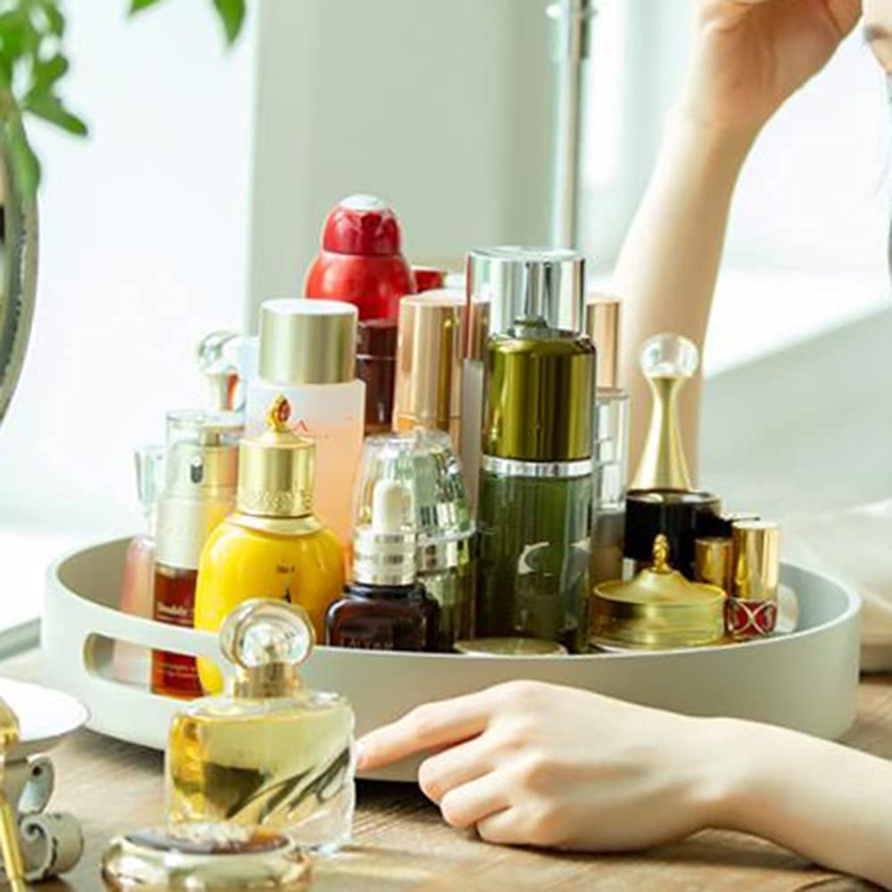 Organizador de Especias Lazy Susan Plato Giratorio con asa Bandeja de Almacenamiento giratoria de 360 ​​° para Cocina Organizador de condimentos Nevera Bambú Blanco/Marrón/Verde
